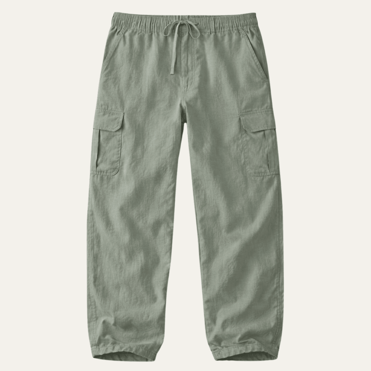 Lniane spodnie cargo męskie – szeroki krój, kieszenie - Arkadya Outlet - Men Pants