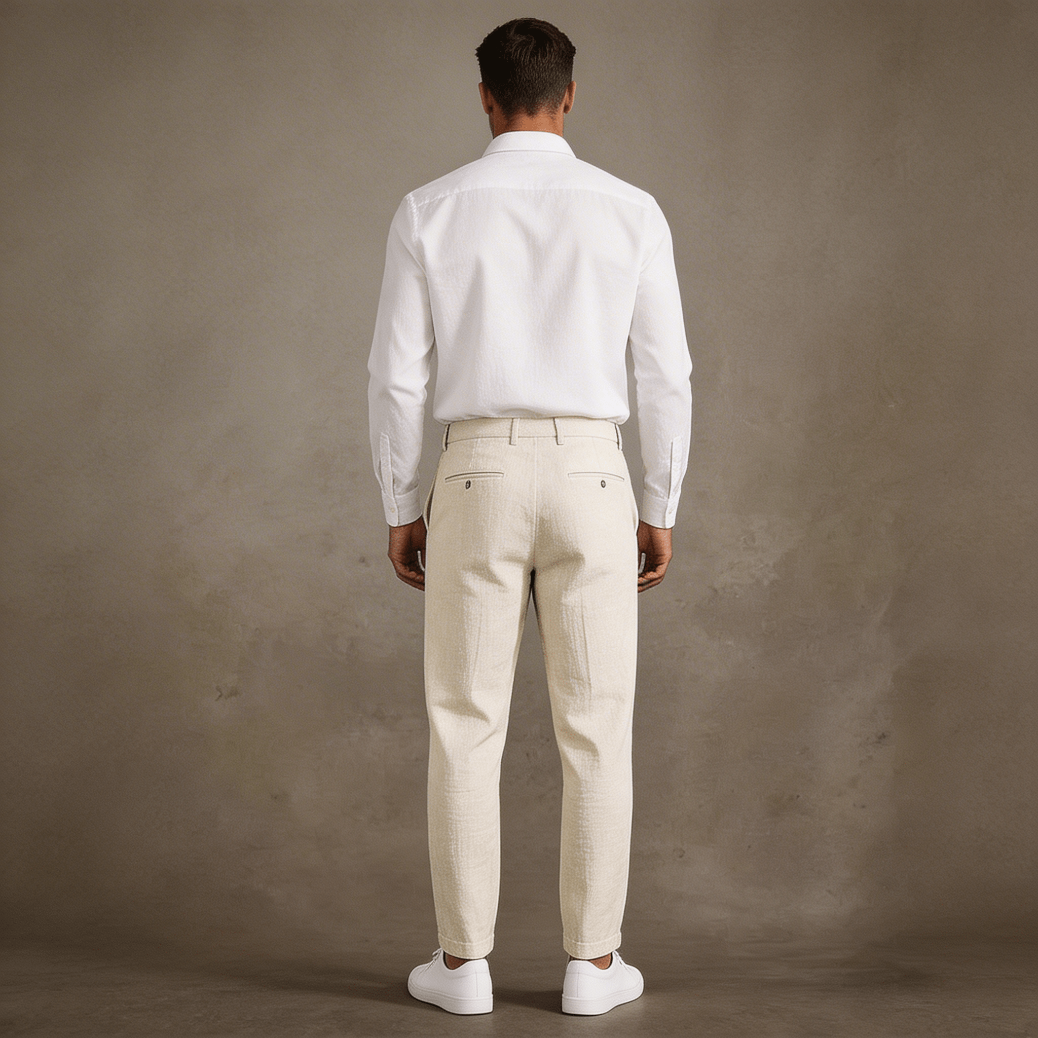 Lniane spodnie męskie – luźny krój, prosta nogawka - Arkadya Outlet - Men Pants