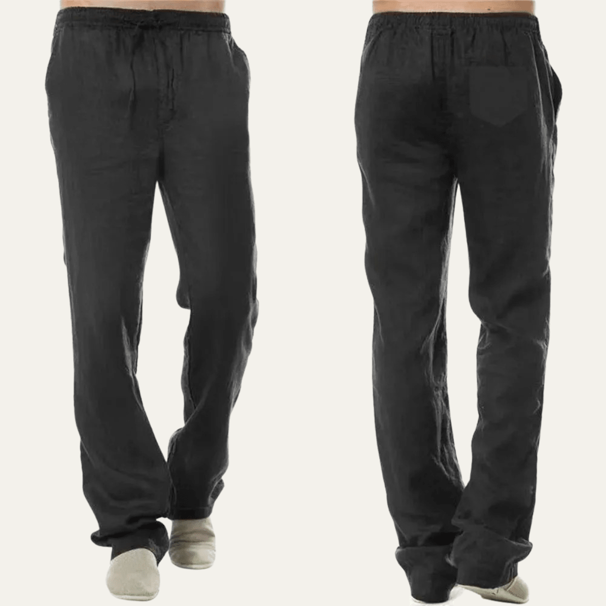 Lniane spodnie męskie – luźny krój, wiązany pas - Arkadya Outlet - Men Pants
