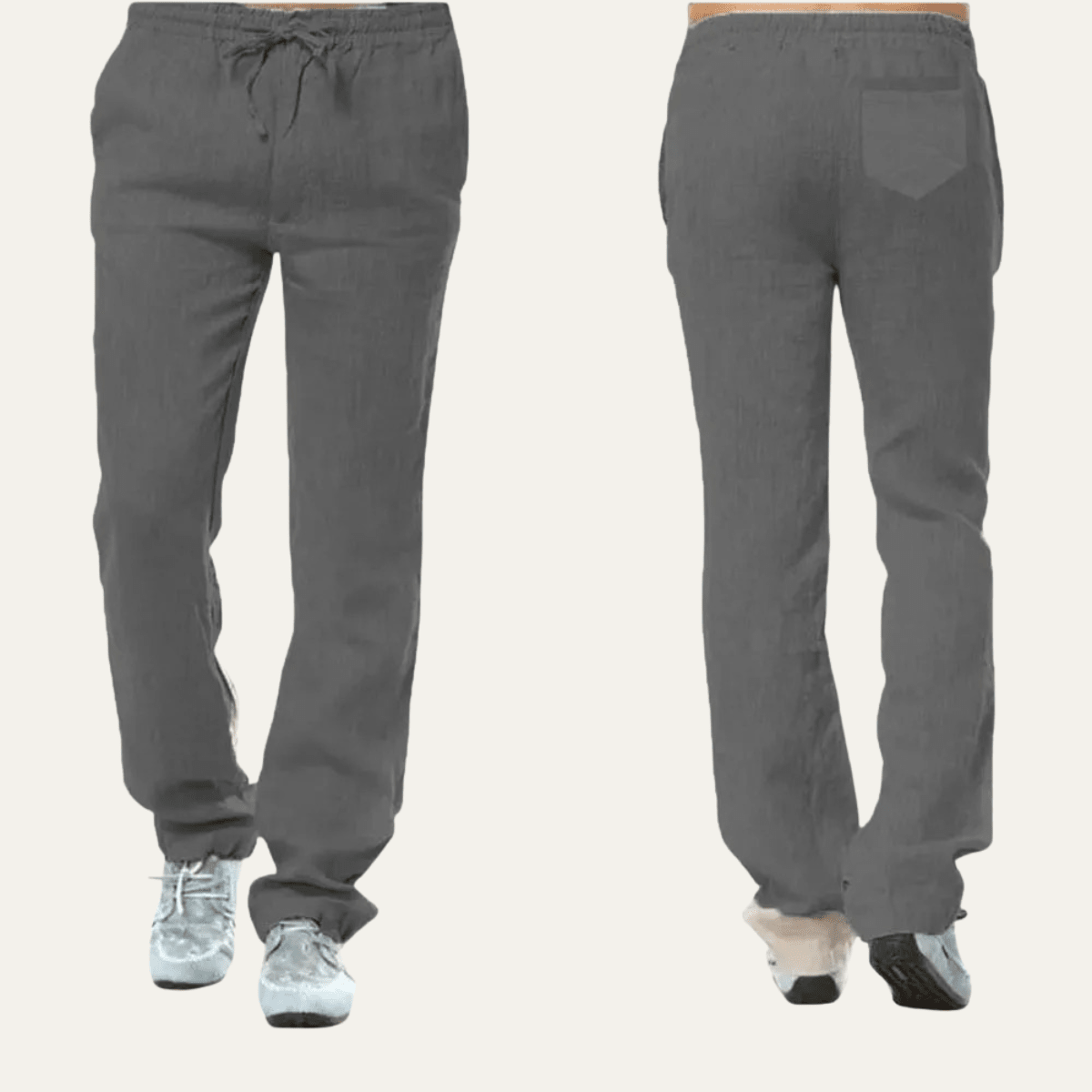 Lniane spodnie męskie – luźny krój, wiązany pas - Arkadya Outlet - Men Pants