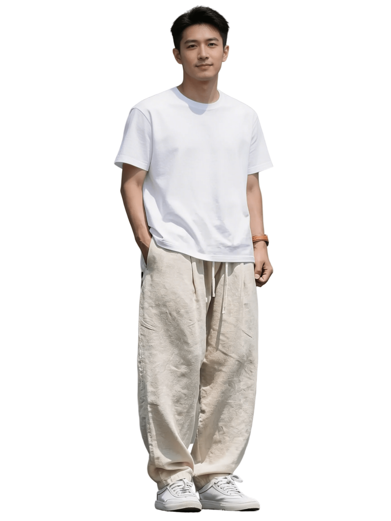 Lniane spodnie męskie – szerokie nogawki, długość kostka - Arkadya Outlet - Men Pants