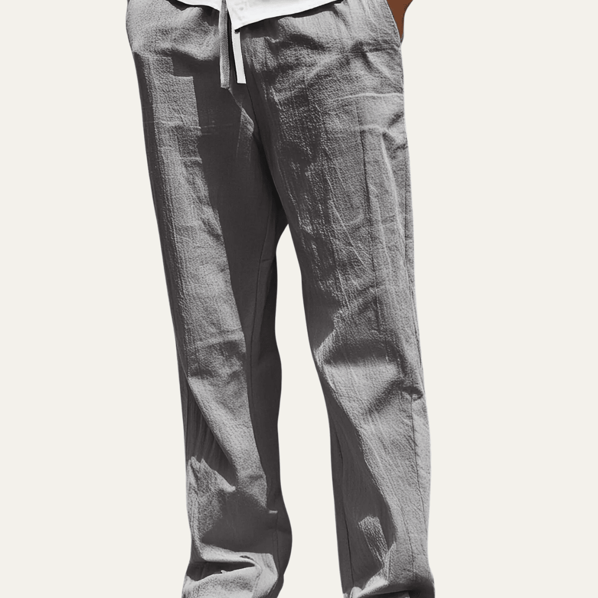 Lniane spodnie męskie – zwężana nogawka, dopasowany krój - Arkadya Outlet - Men Pants