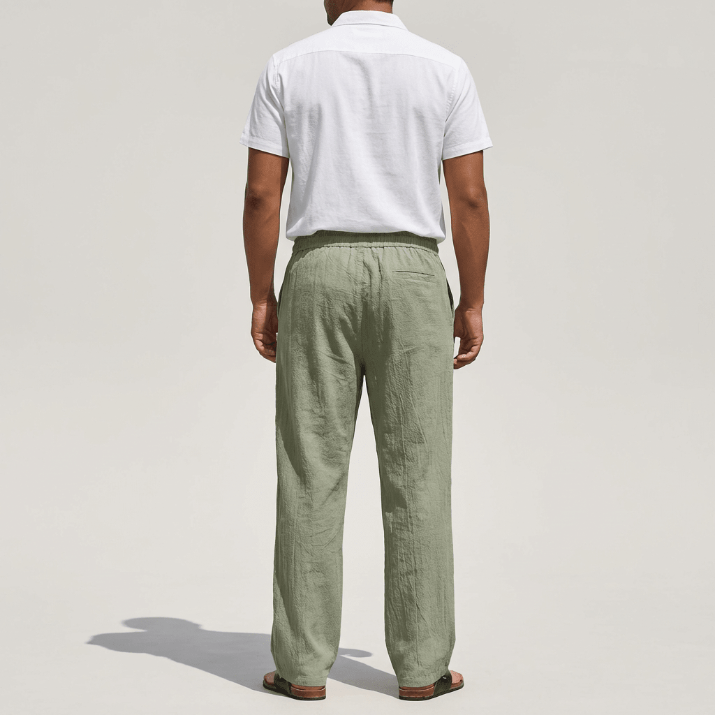 Lniane spodnie męskie – zwężana nogawka, dopasowany krój - Arkadya Outlet - Men Pants