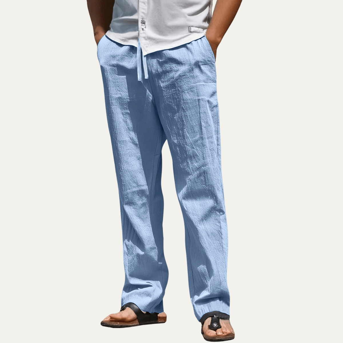 Lniane spodnie męskie – zwężana nogawka, dopasowany krój - Arkadya Outlet - Men Pants