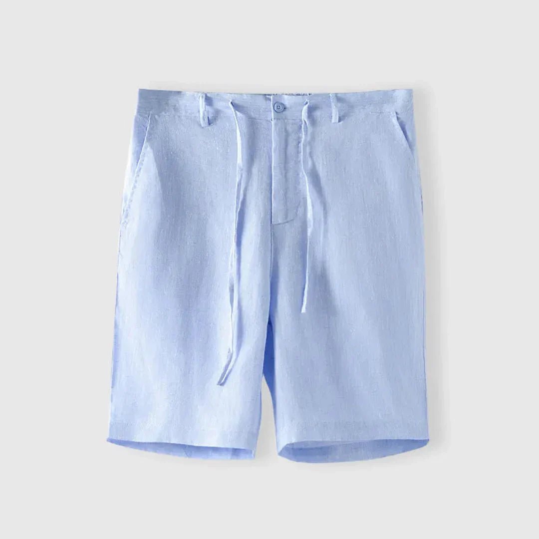 Lniane szorty męskie – luźny krój, sznurek, guzik - Arkadya Outlet - Men Shorts