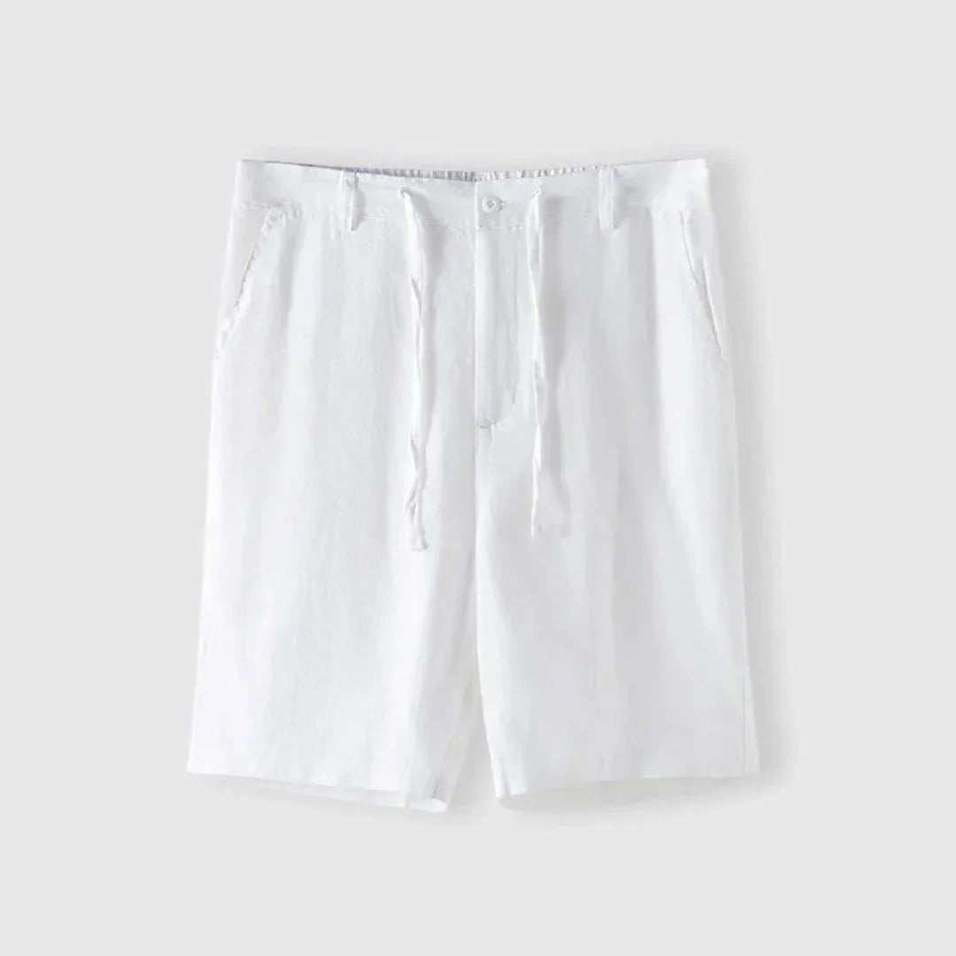 Lniane szorty męskie – luźny krój, sznurek, guzik - Arkadya Outlet - Men Shorts