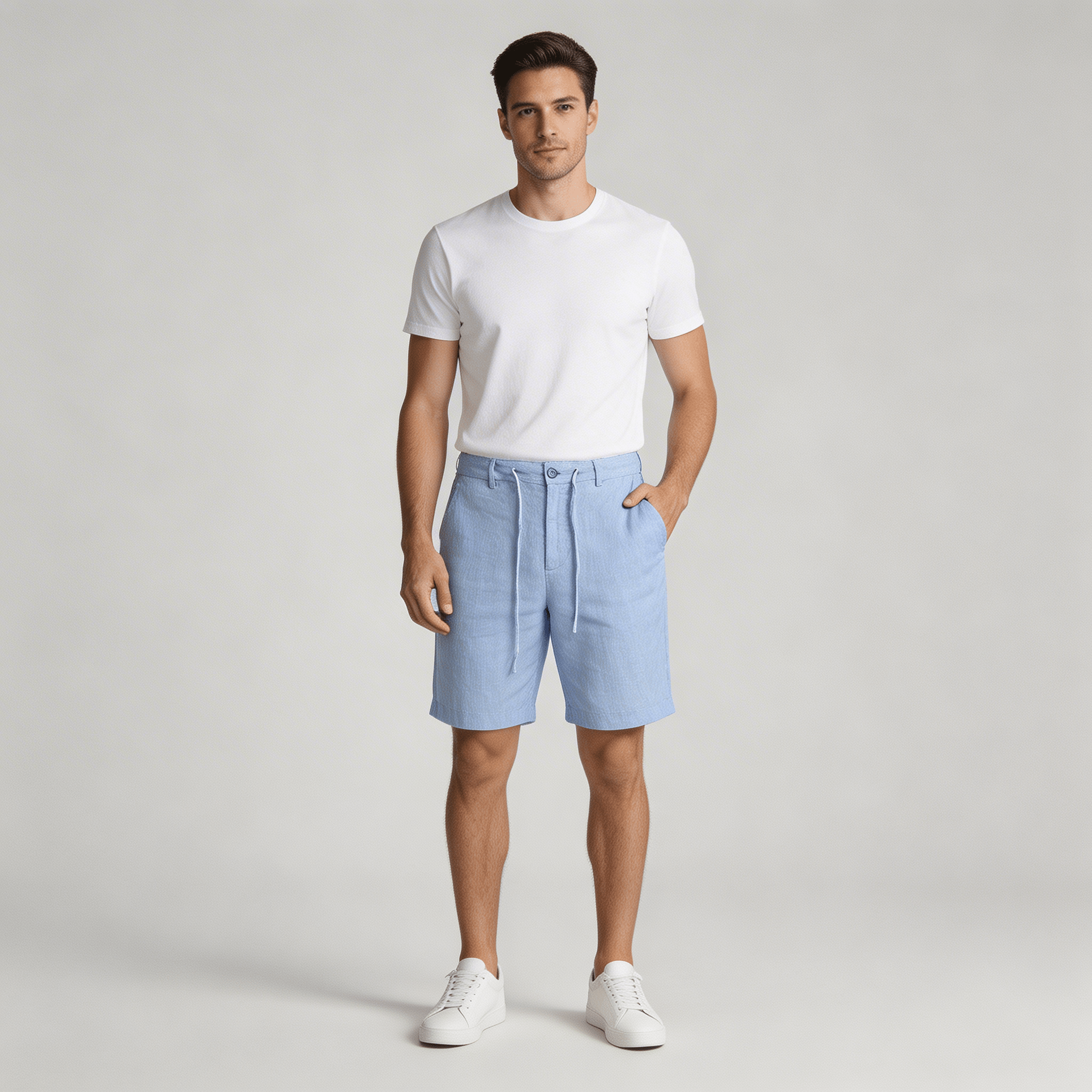 Lniane szorty męskie – luźny krój, sznurek, guzik - Arkadya Outlet - Men Shorts