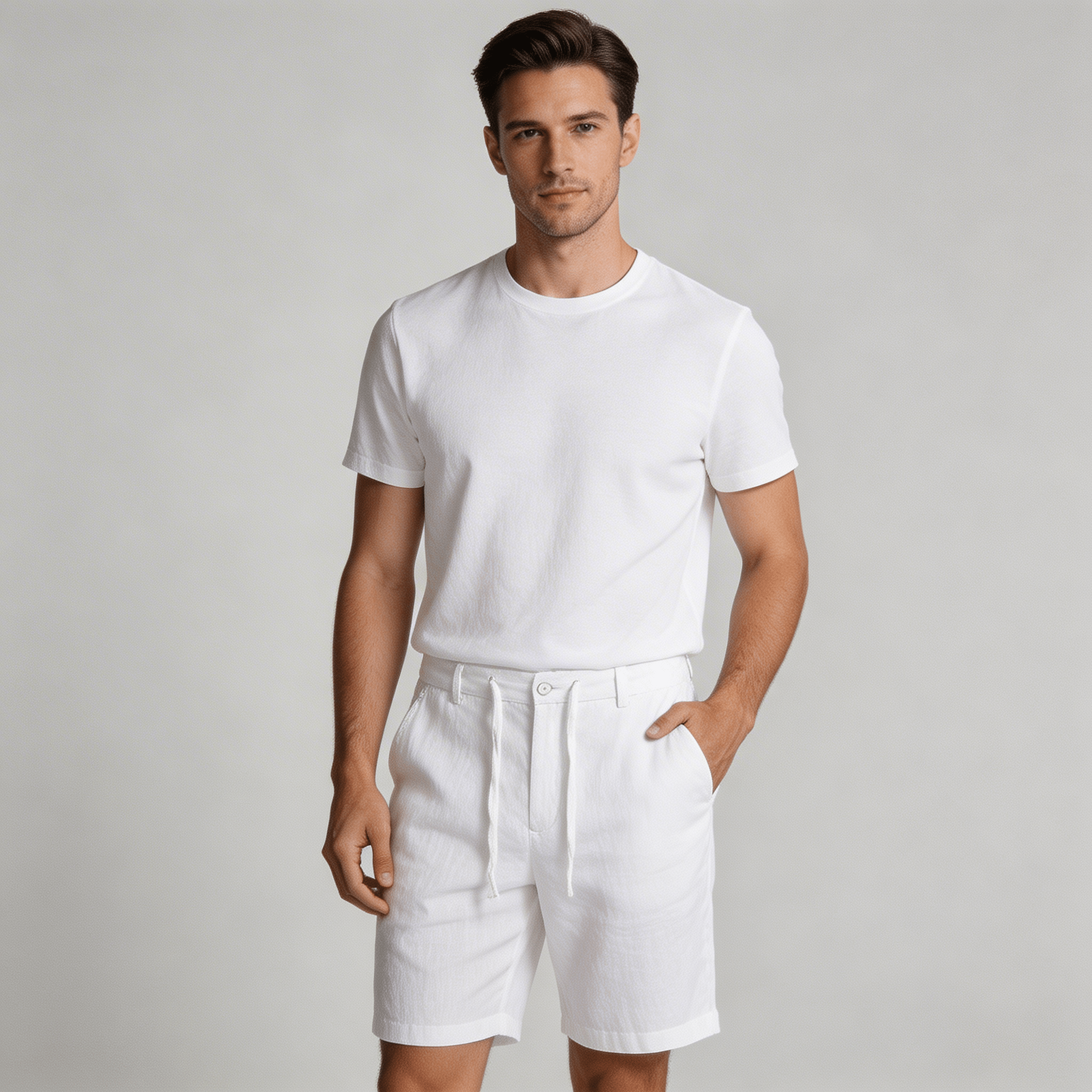 Lniane szorty męskie – luźny krój, sznurek, guzik - Arkadya Outlet - Men Shorts