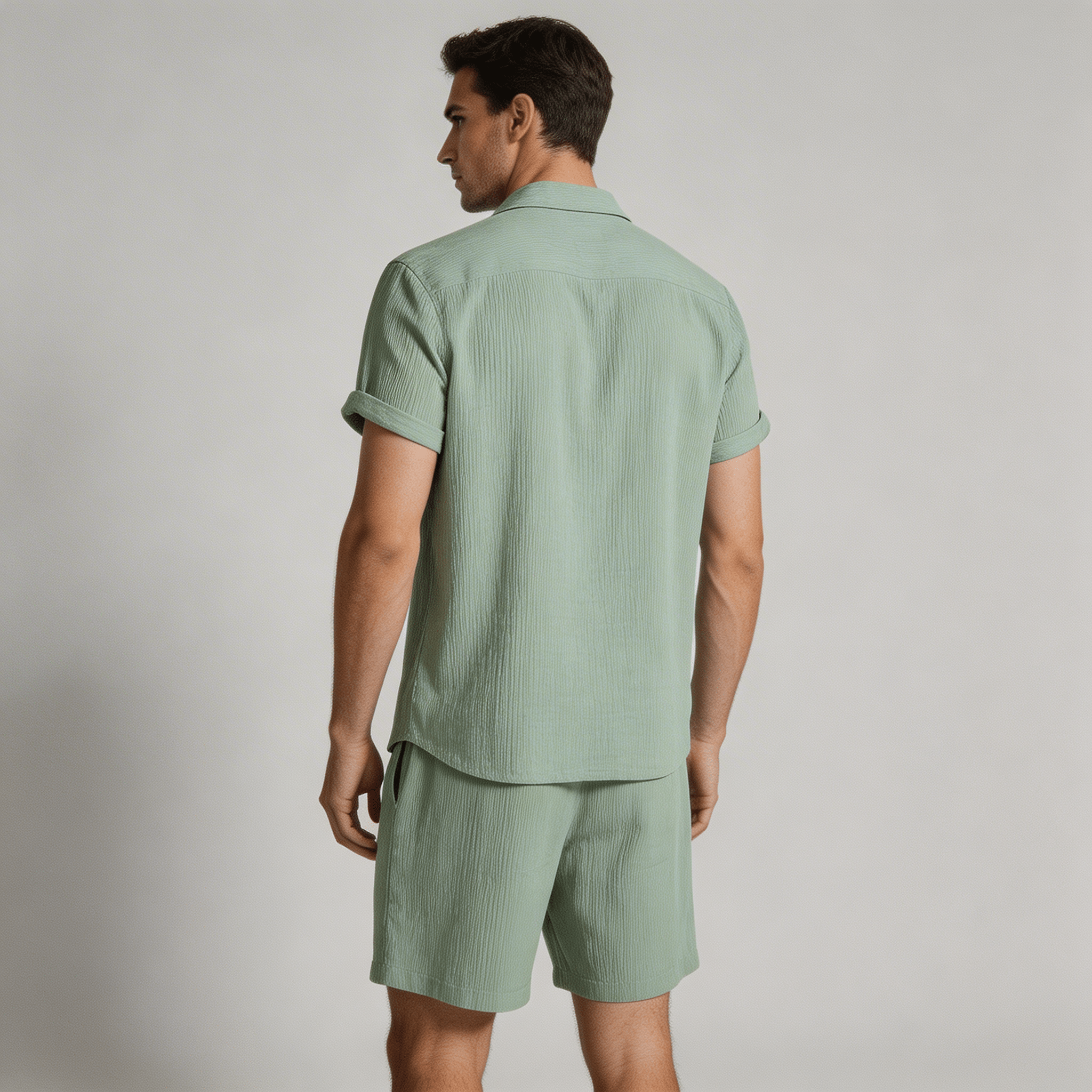 Lniany zestaw męski – koszula, spodenki, sznurek - Arkadya Outlet - Men Set