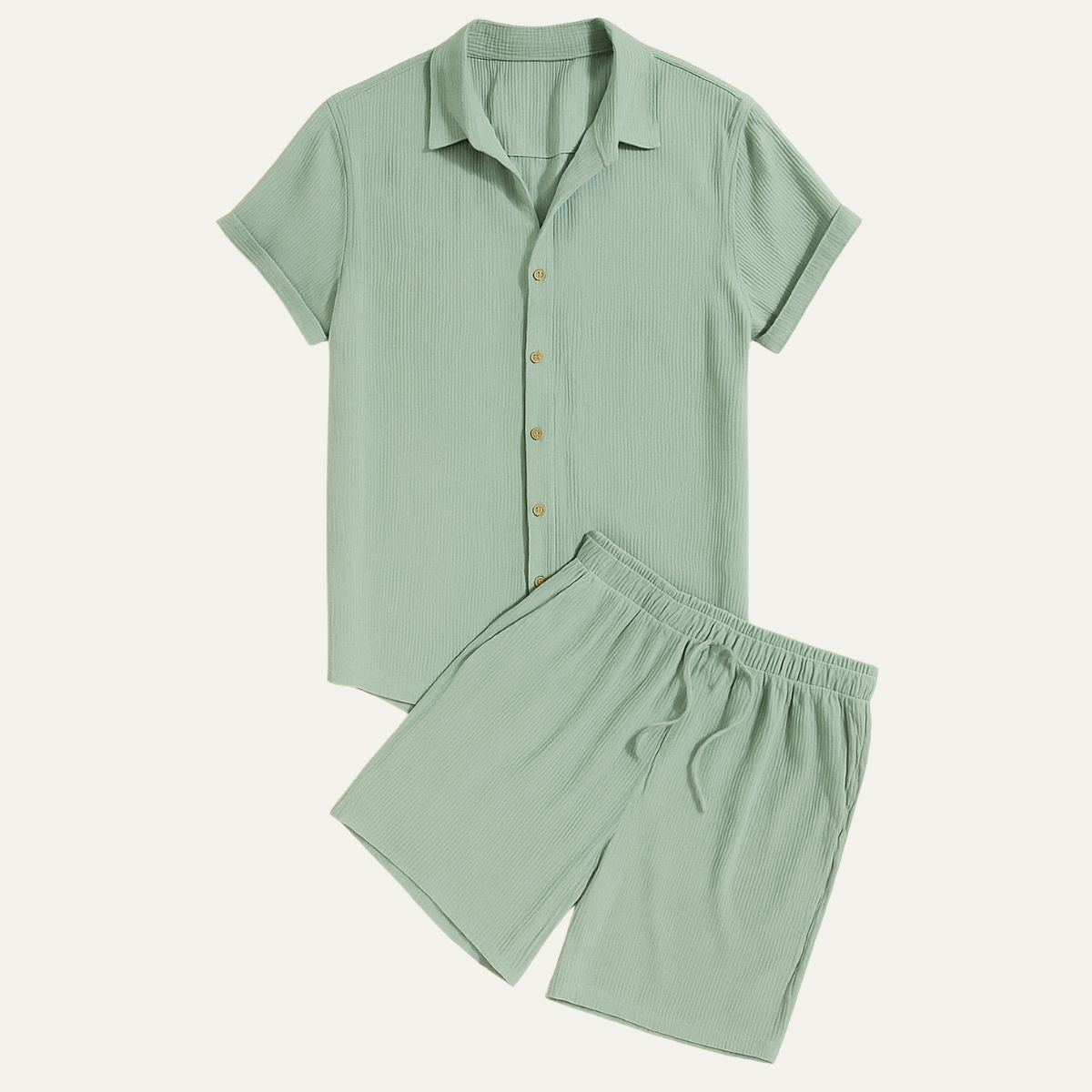 Lniany zestaw męski – koszula, spodenki, sznurek - Arkadya Outlet - Men Set