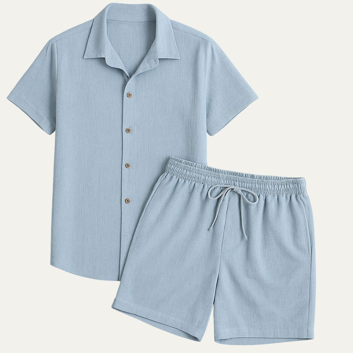 Lniany zestaw męski – koszula, spodenki, sznurek - Arkadya Outlet - Men Set