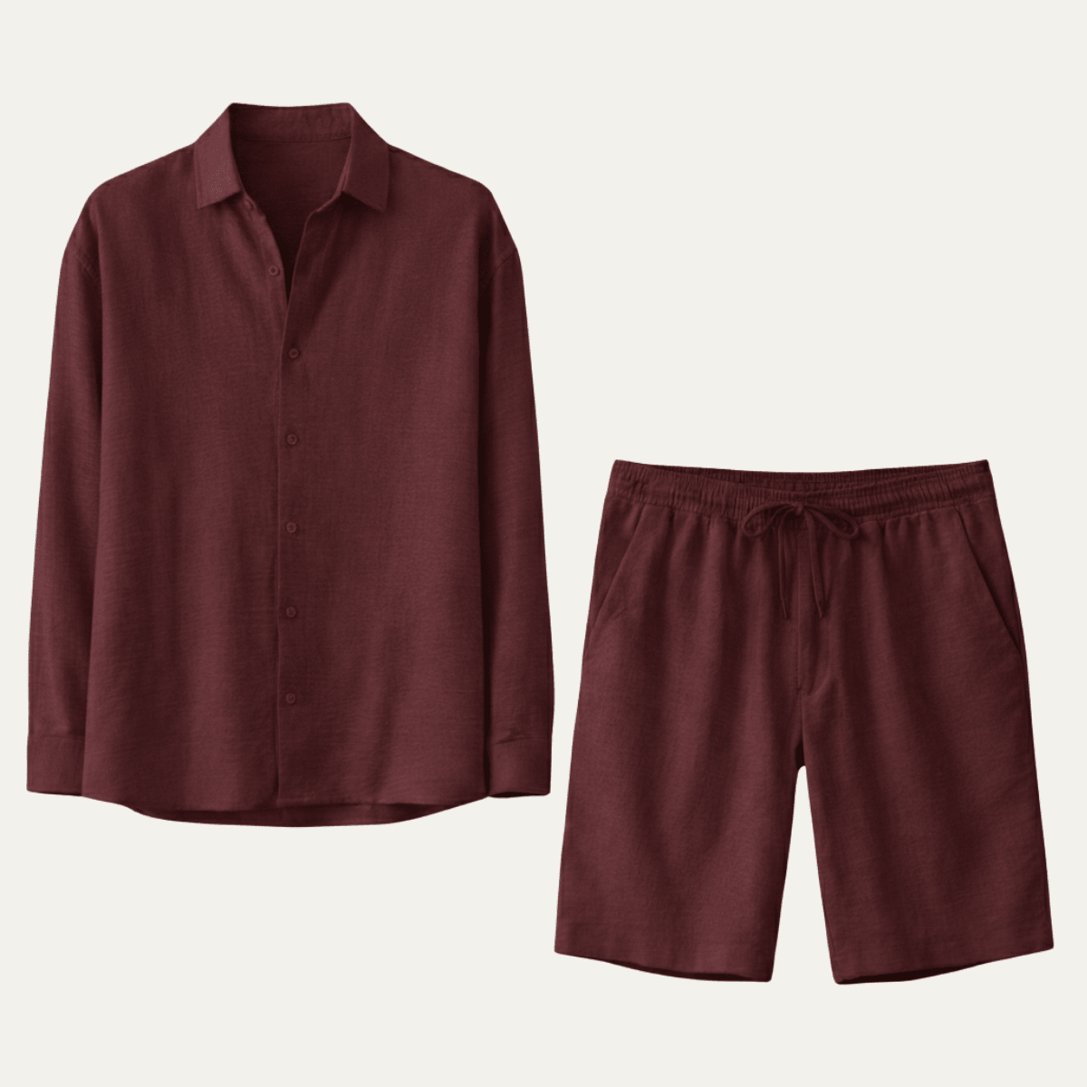 Lniany zestaw męski – koszula, szorty, guziki - Arkadya Outlet - Men Set
