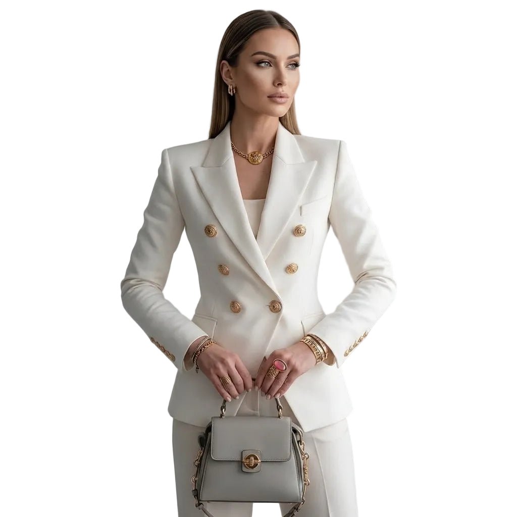 Marynarka damska dopasowana z usztywnioną sylwetką – klasyczny krój, fason biznesowy - Arkadya Outlet - Women Blazer