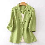 Marynarka damska luźny krój – rękaw 3/4, kieszenie - Arkadya Outlet - Women Blazer