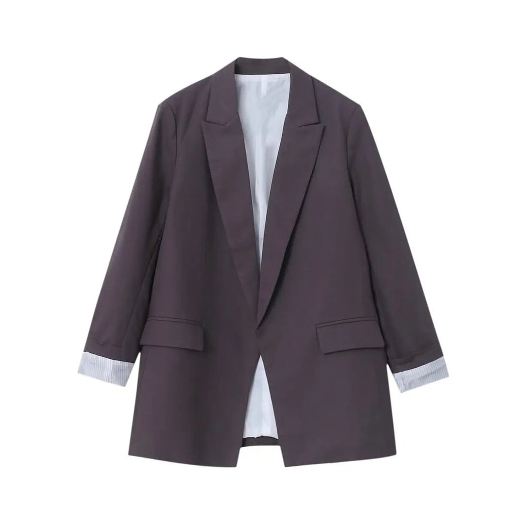 Marynarka damska oversize – długi rękaw, luźny krój - Arkadya Outlet - Women Blazer