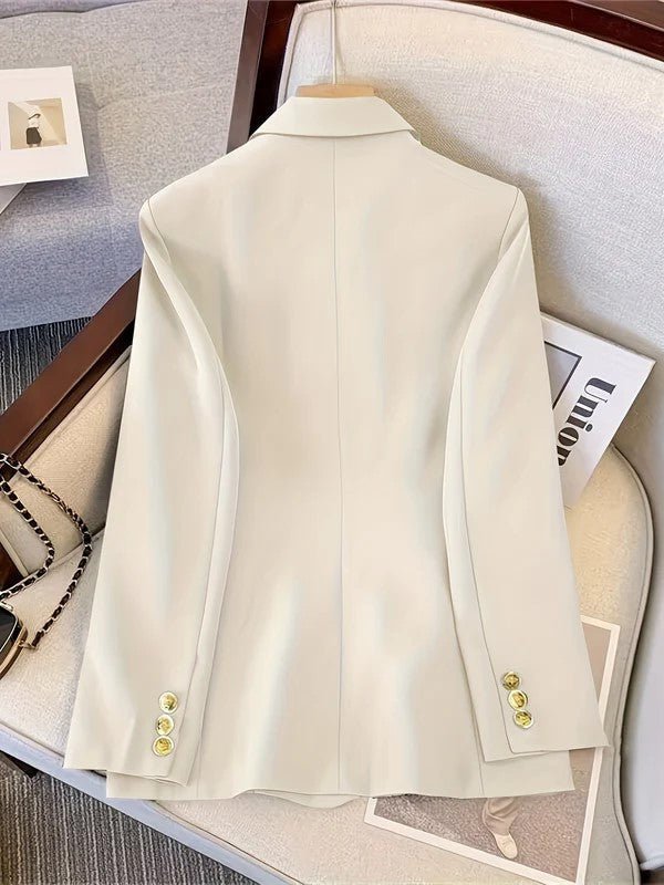 Marynarka damska płaszczowa z dwurzędowym zapięciem – sezon jesienno - zimowy - Arkadya Outlet - Women Blazer