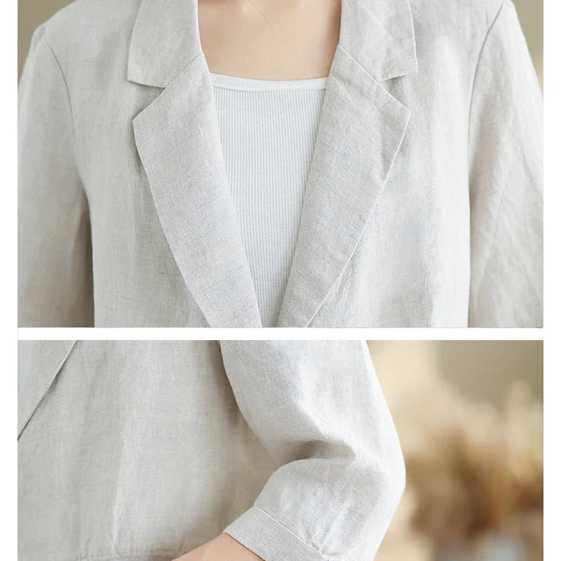 Marynarka damska rękaw 3/4 – dopasowany krój - Arkadya Outlet - Women Blazer