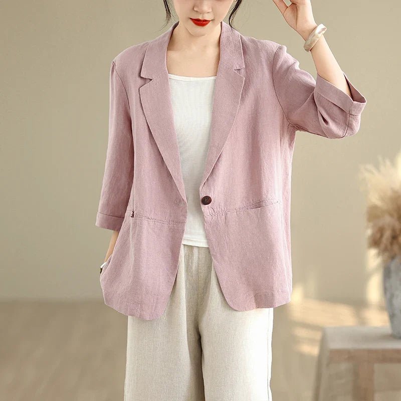 Marynarka damska rękaw 3/4 – dopasowany krój - Arkadya Outlet - Women Blazer