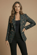 Marynarka damska wydłużona z dwurzędowym zapięciem – do noszenia zapiętej lub rozpiętej - Arkadya Outlet - Women Blazer