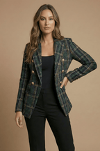Marynarka damska wydłużona z dwurzędowym zapięciem – do noszenia zapiętej lub rozpiętej - Arkadya Outlet - Women Blazer