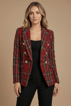 Marynarka damska wydłużona z dwurzędowym zapięciem – do noszenia zapiętej lub rozpiętej - Arkadya Outlet - Women Blazer