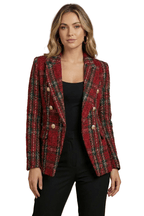 Marynarka damska wydłużona z dwurzędowym zapięciem – do noszenia zapiętej lub rozpiętej - Arkadya Outlet - Women Blazer