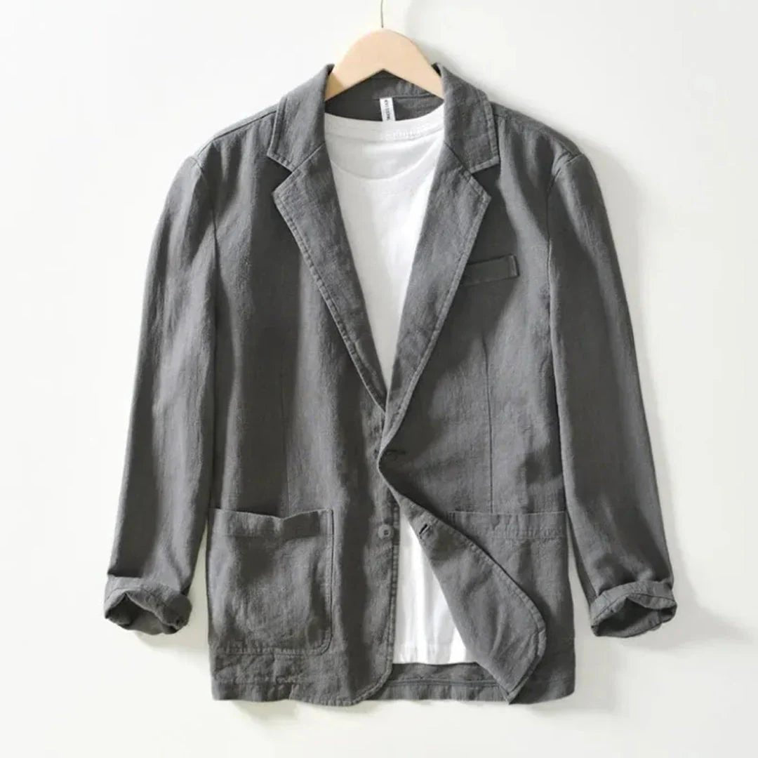 Marynarka męska – dwa guziki, naszywane kieszenie - Arkadya Outlet - Men Blazer