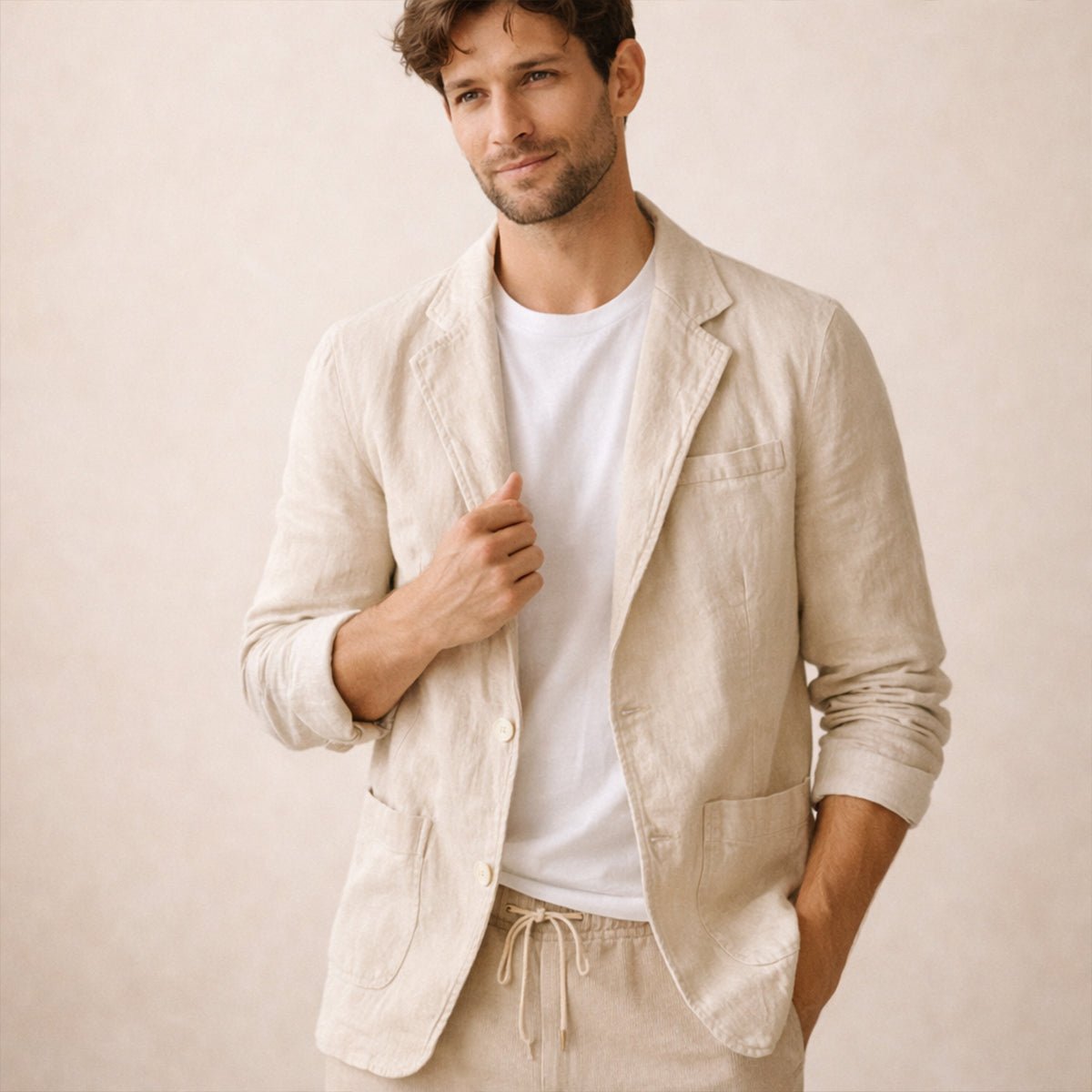 Marynarka męska luźny krój – guziki, klasyczne klapy - Arkadya Outlet - Men Blazer