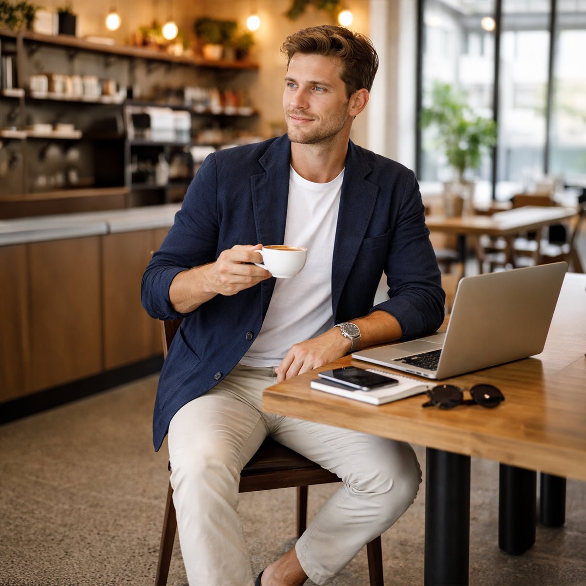 Marynarka męska luźny krój – guziki, klasyczne klapy - Arkadya Outlet - Men Blazer