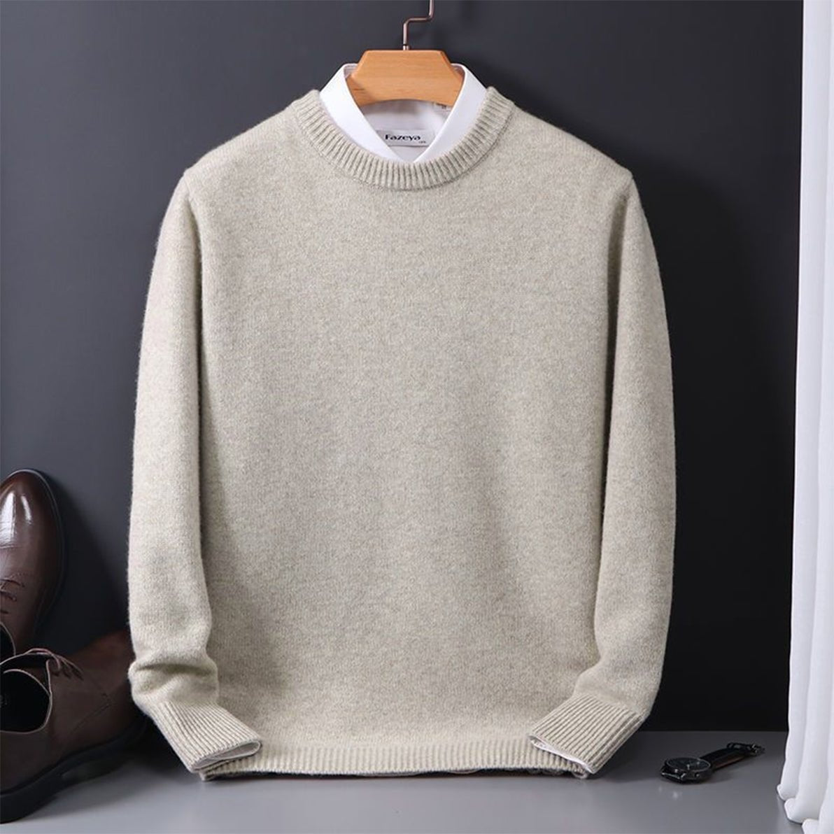 Męska Bluza Dzianinowa | Klasyczny Krój z Okrągłym Dekoltem - Arkadya Outlet - Sweaters
