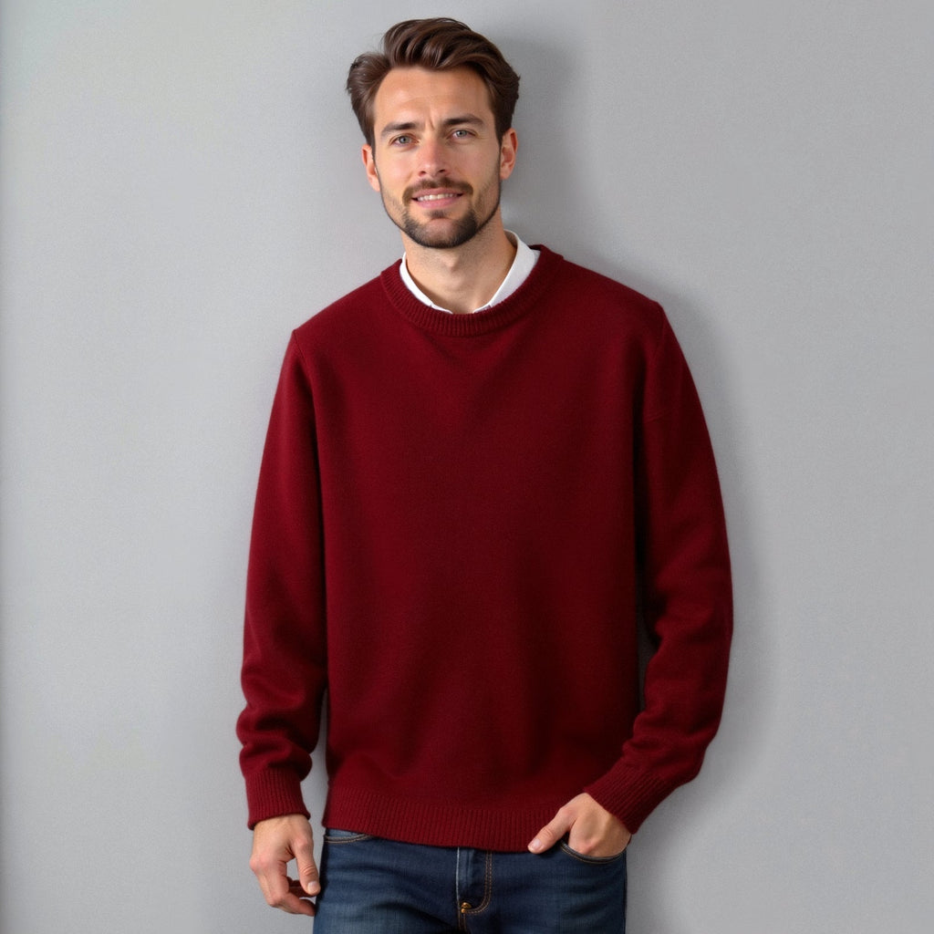 Męska Bluza Dzianinowa | Klasyczny Krój z Okrągłym Dekoltem - Arkadya Outlet - Sweaters