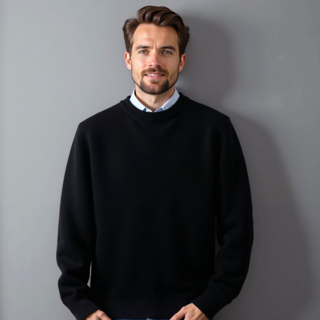 Męska Bluza Dzianinowa | Klasyczny Krój z Okrągłym Dekoltem - Arkadya Outlet - Sweaters