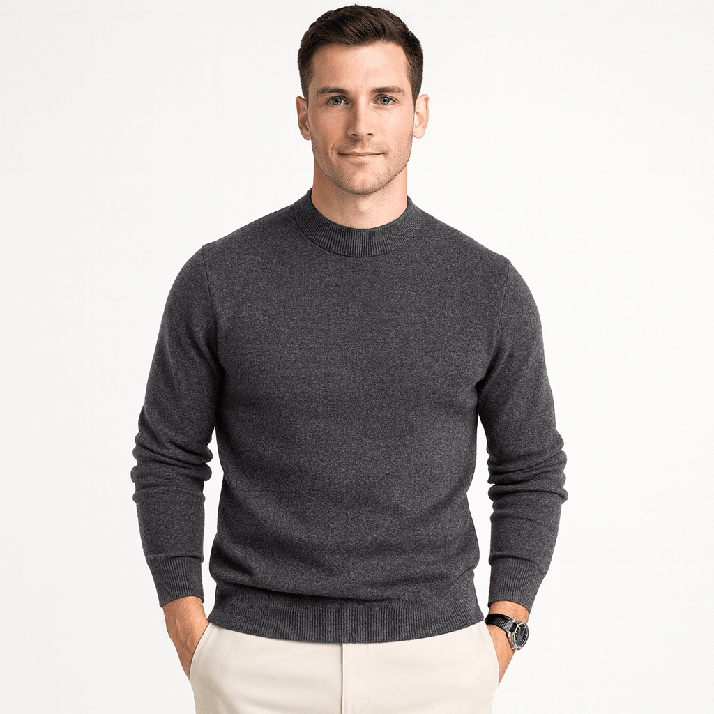 Męska Bluza | Prążkowany Dekolt i Krój do Warstwowego Noszenia - Arkadya Outlet - Sweaters