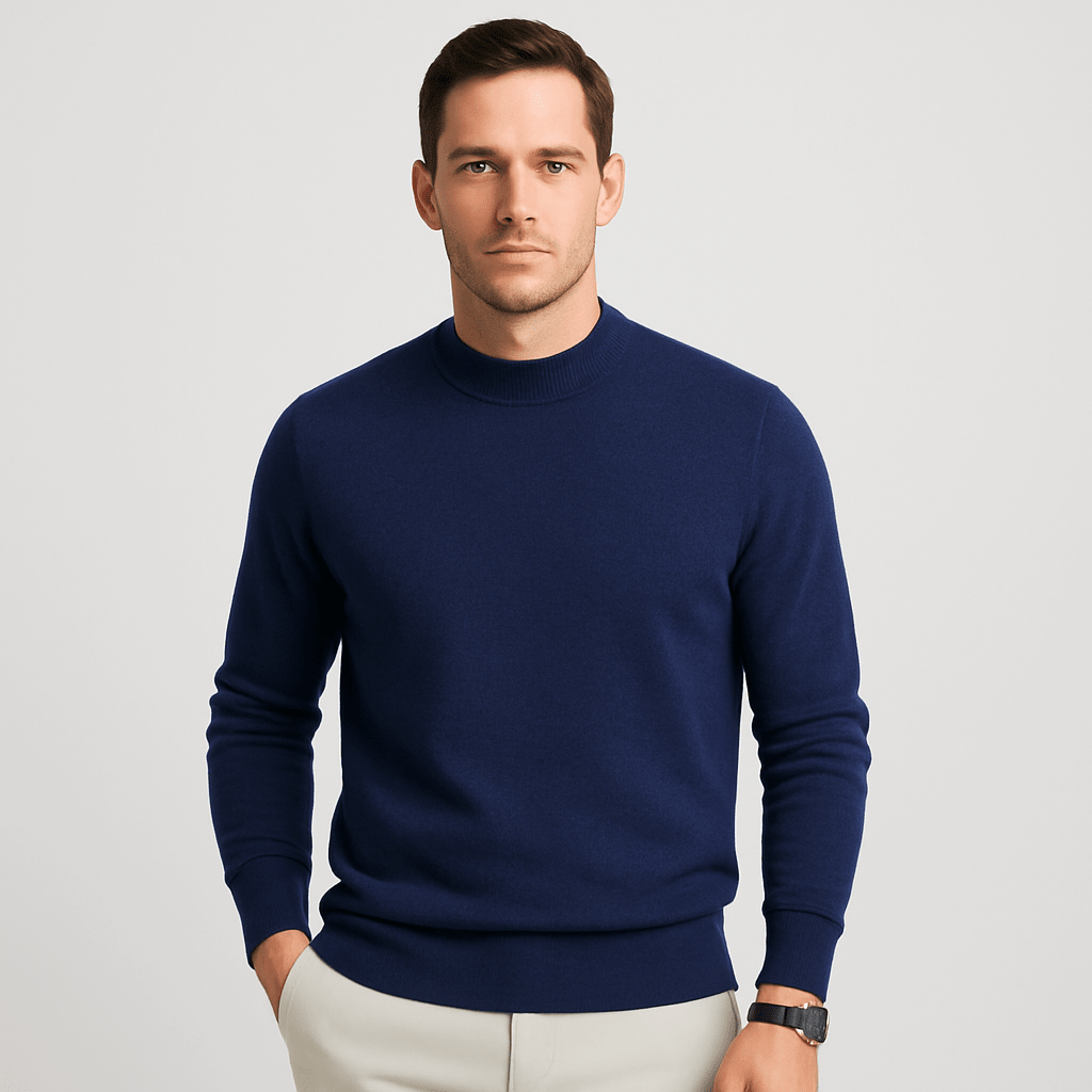 Męska Bluza | Prążkowany Dekolt i Krój do Warstwowego Noszenia - Arkadya Outlet - Sweaters