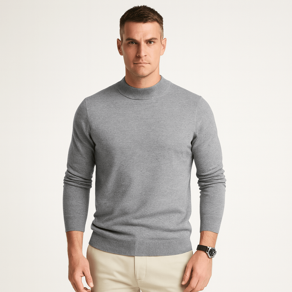 Męska Bluza | Prążkowany Dekolt i Krój do Warstwowego Noszenia - Arkadya Outlet - Sweaters