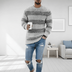 Męska Bluza | Prążkowany Splot z Okrągłym Dekoltem i Luźnym Krojem - Arkadya Outlet - Sweaters