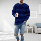 Męska Bluza | Prążkowany Splot z Okrągłym Dekoltem i Luźnym Krojem - Arkadya Outlet - Sweaters