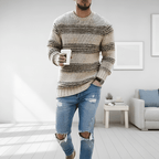 Męska Bluza | Prążkowany Splot z Okrągłym Dekoltem i Luźnym Krojem - Arkadya Outlet - Sweaters