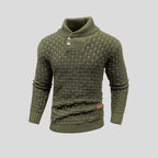 Męska Bluza | Termiczny Splot z Okrągłym Dekoltem i Ściągaczem - Arkadya Outlet - Sweaters