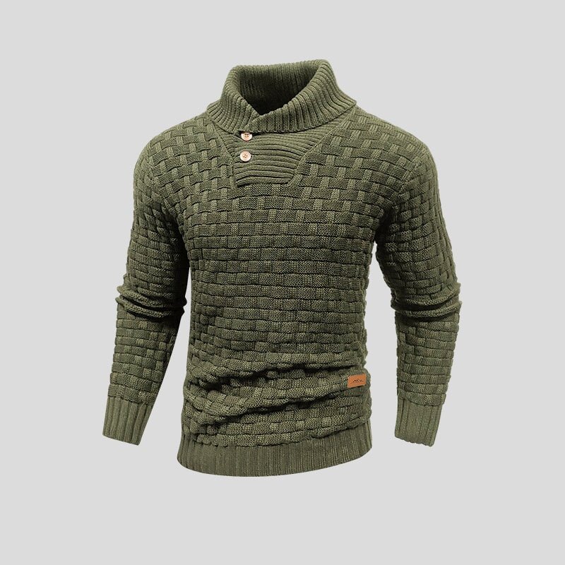 Męska Bluza | Termiczny Splot z Okrągłym Dekoltem i Ściągaczem - Arkadya Outlet - Sweaters