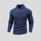 Męska Bluza | Termiczny Splot z Okrągłym Dekoltem i Ściągaczem - Arkadya Outlet - Sweaters
