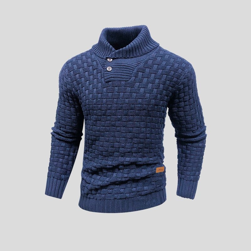 Męska Bluza | Termiczny Splot z Okrągłym Dekoltem i Ściągaczem - Arkadya Outlet - Sweaters