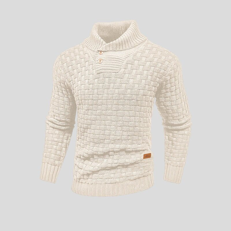 Męska Bluza | Termiczny Splot z Okrągłym Dekoltem i Ściągaczem - Arkadya Outlet - Sweaters