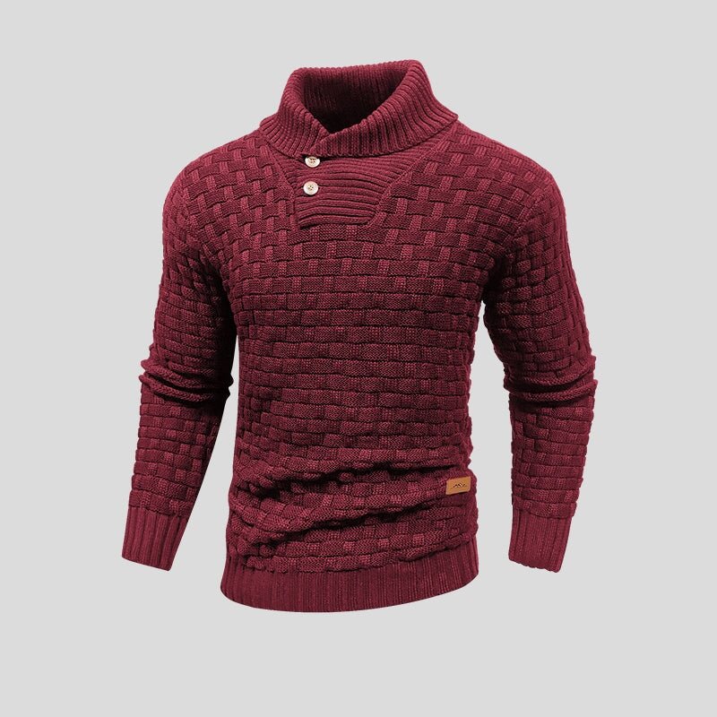 Męska Bluza | Termiczny Splot z Okrągłym Dekoltem i Ściągaczem - Arkadya Outlet - Sweaters