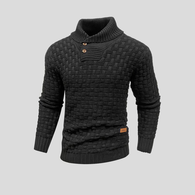 Męska Bluza | Termiczny Splot z Okrągłym Dekoltem i Ściągaczem - Arkadya Outlet - Sweaters