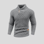 Męska Bluza | Termiczny Splot z Okrągłym Dekoltem i Ściągaczem - Arkadya Outlet - Sweaters