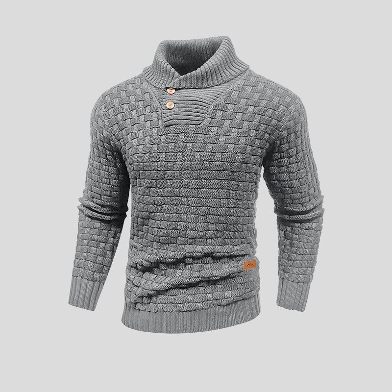 Męska Bluza | Termiczny Splot z Okrągłym Dekoltem i Ściągaczem - Arkadya Outlet - Sweaters