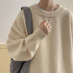 Męska Bluza z Dzianiny | Luźny Krój z Okrągłym Dekoltem - Arkadya Outlet - Sweaters