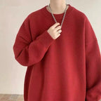 Męska Bluza z Dzianiny | Luźny Krój z Okrągłym Dekoltem - Arkadya Outlet - Sweaters