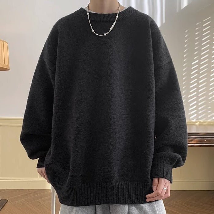 Męska Bluza z Dzianiny | Luźny Krój z Okrągłym Dekoltem - Arkadya Outlet - Sweaters